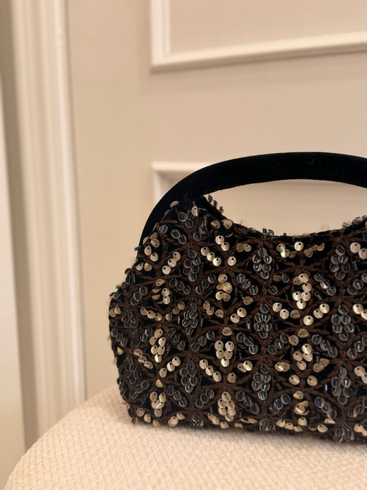 Verónica | Bolso de mano de lentejuelas - Negro y dorado