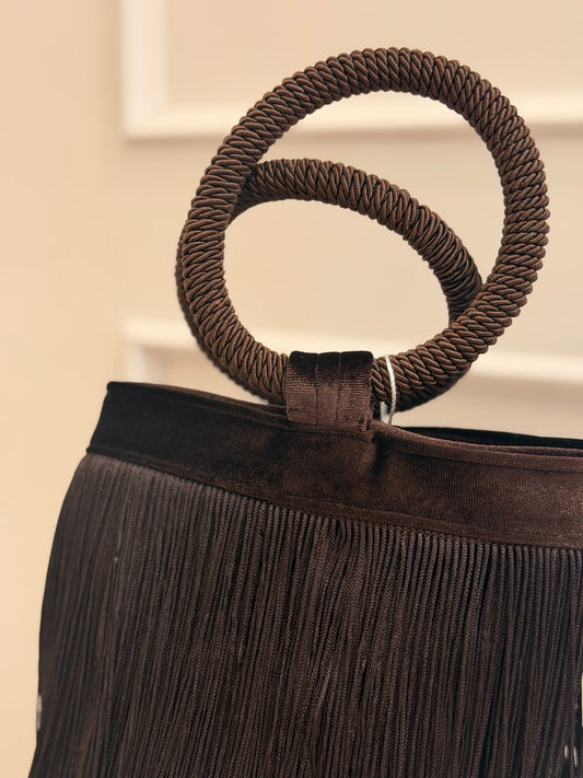 Ángela | Bolso saco de flecos - Marrón
