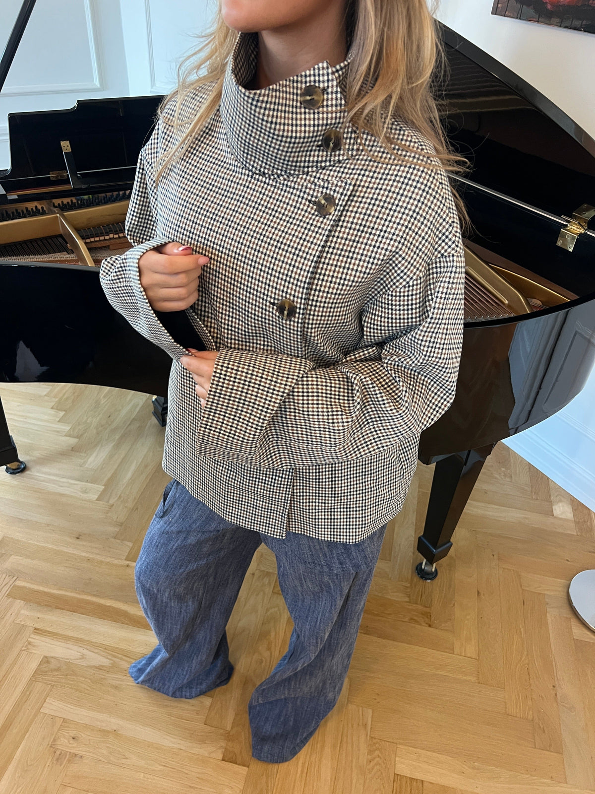 Chaqueta Alisha de cuello alto - a cuadros