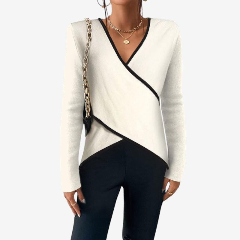 Jersey de mujer de manga larga con escote en V