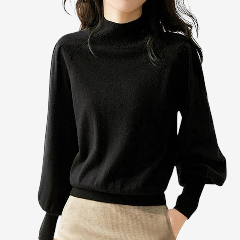 Jersey de mujer con mangas farol y cuello redondo