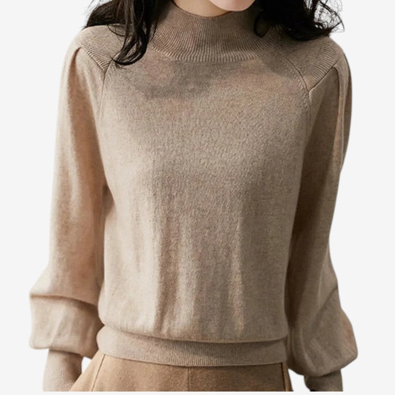 Jersey de mujer con mangas farol y cuello redondo
