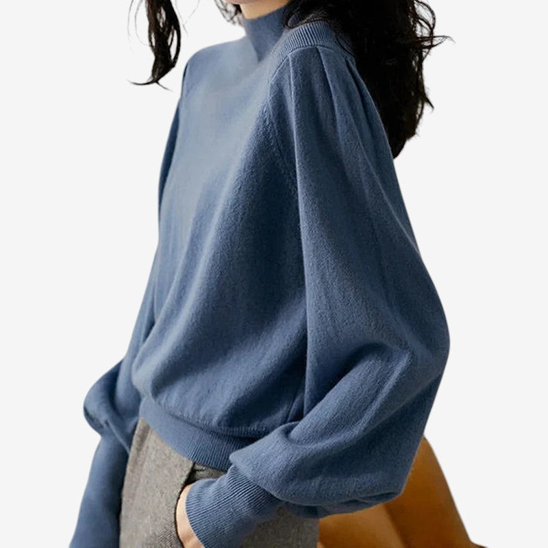 Jersey de mujer con mangas farol y cuello redondo