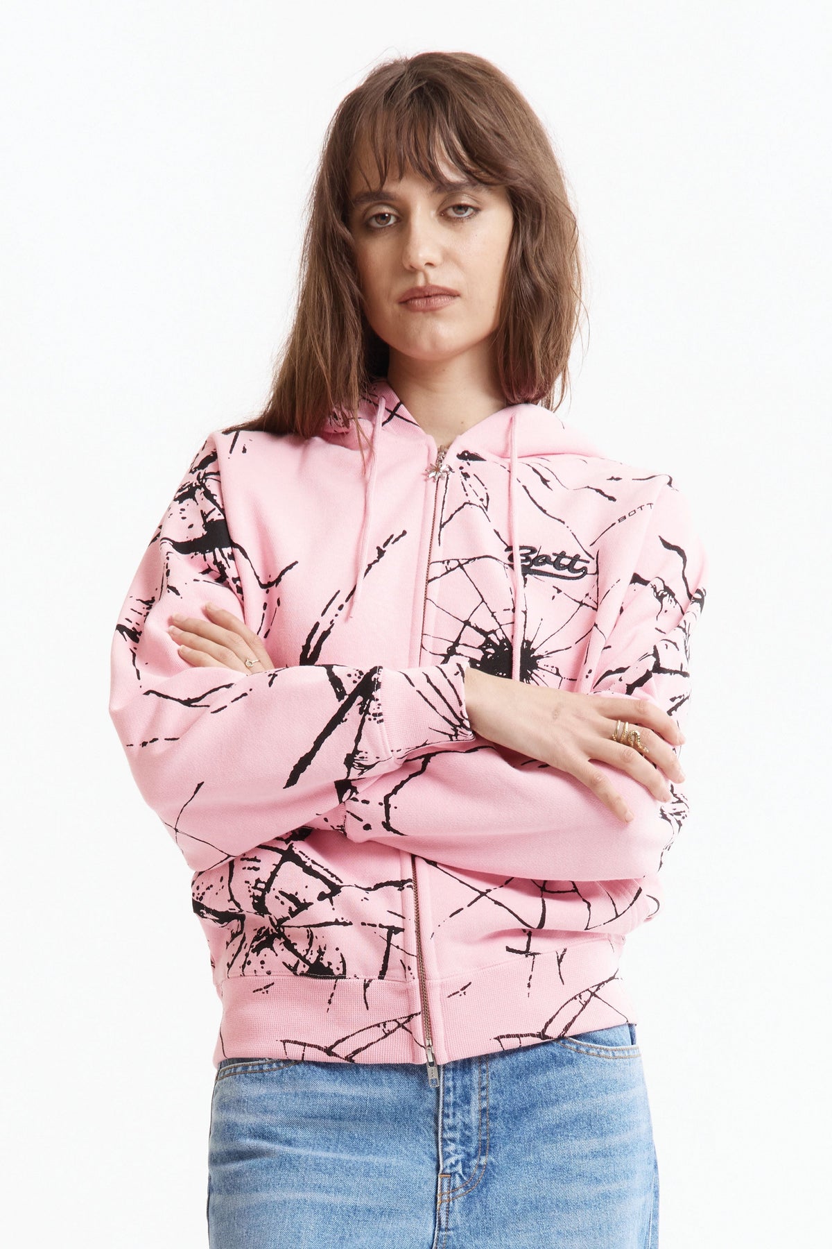 Sudadera Shattered con Capucha y Cremallera – Rosa