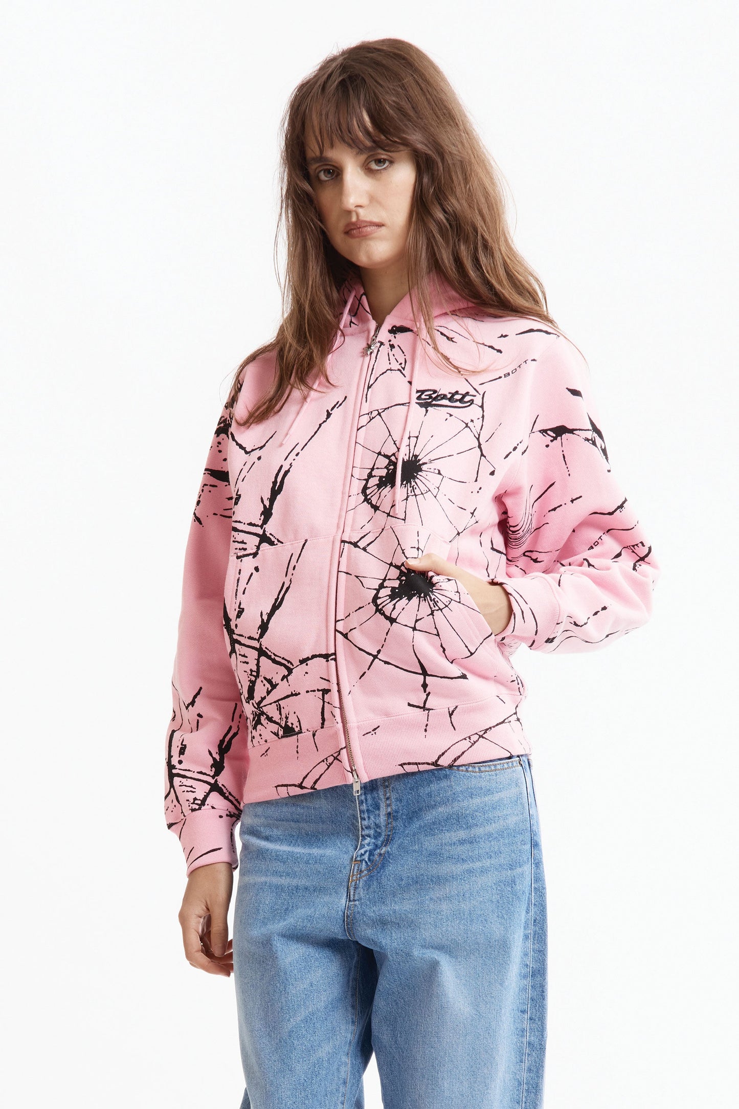 Sudadera Shattered con Capucha y Cremallera – Rosa