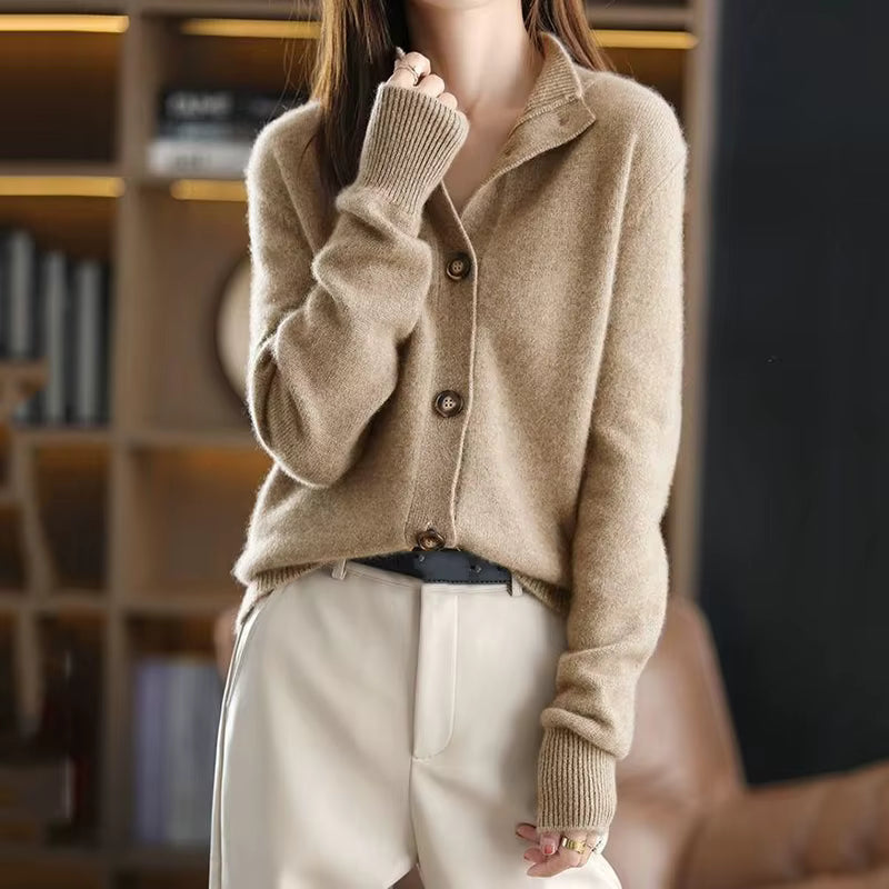 Cárdigan de mujer oversize acanalado de manga larga
