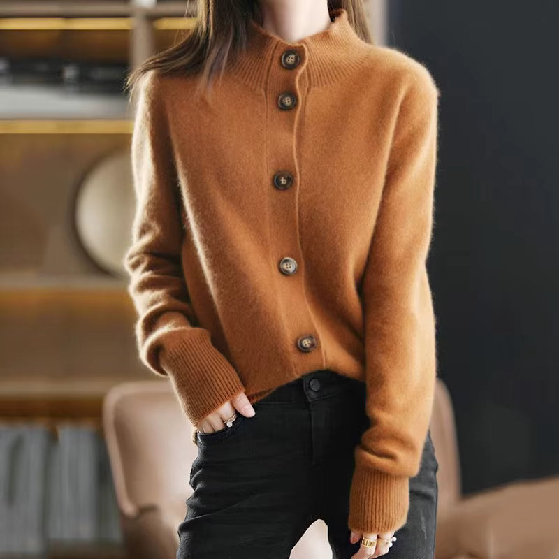Cárdigan de mujer oversize acanalado de manga larga