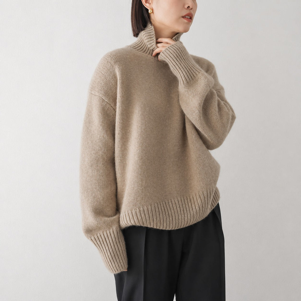 Lea - Jersey de cuello alto amplio para mujer