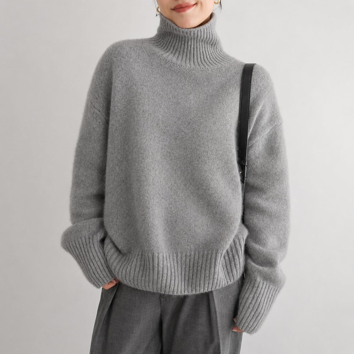 Lea - Jersey de cuello alto amplio para mujer