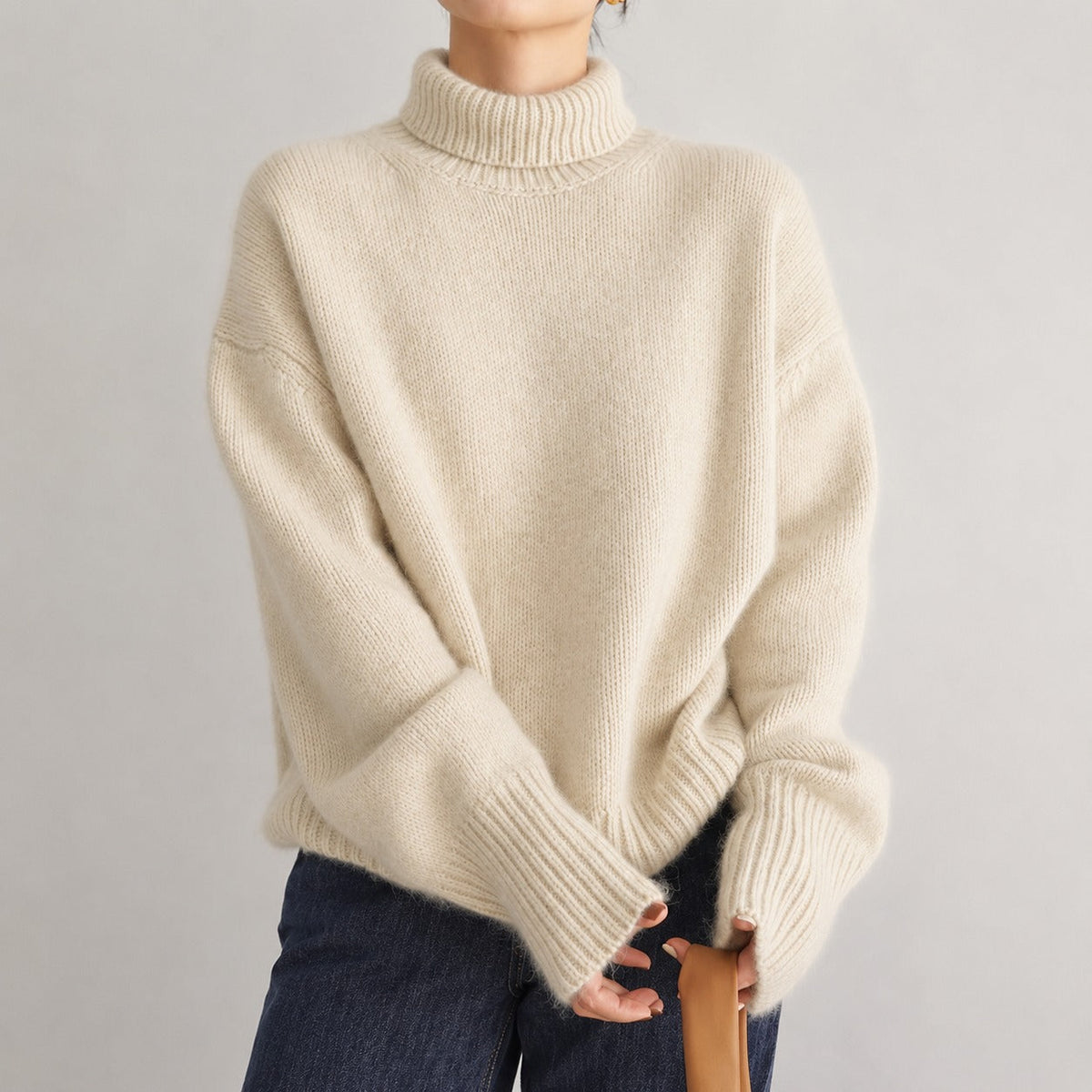 Lea - Jersey de cuello alto amplio para mujer