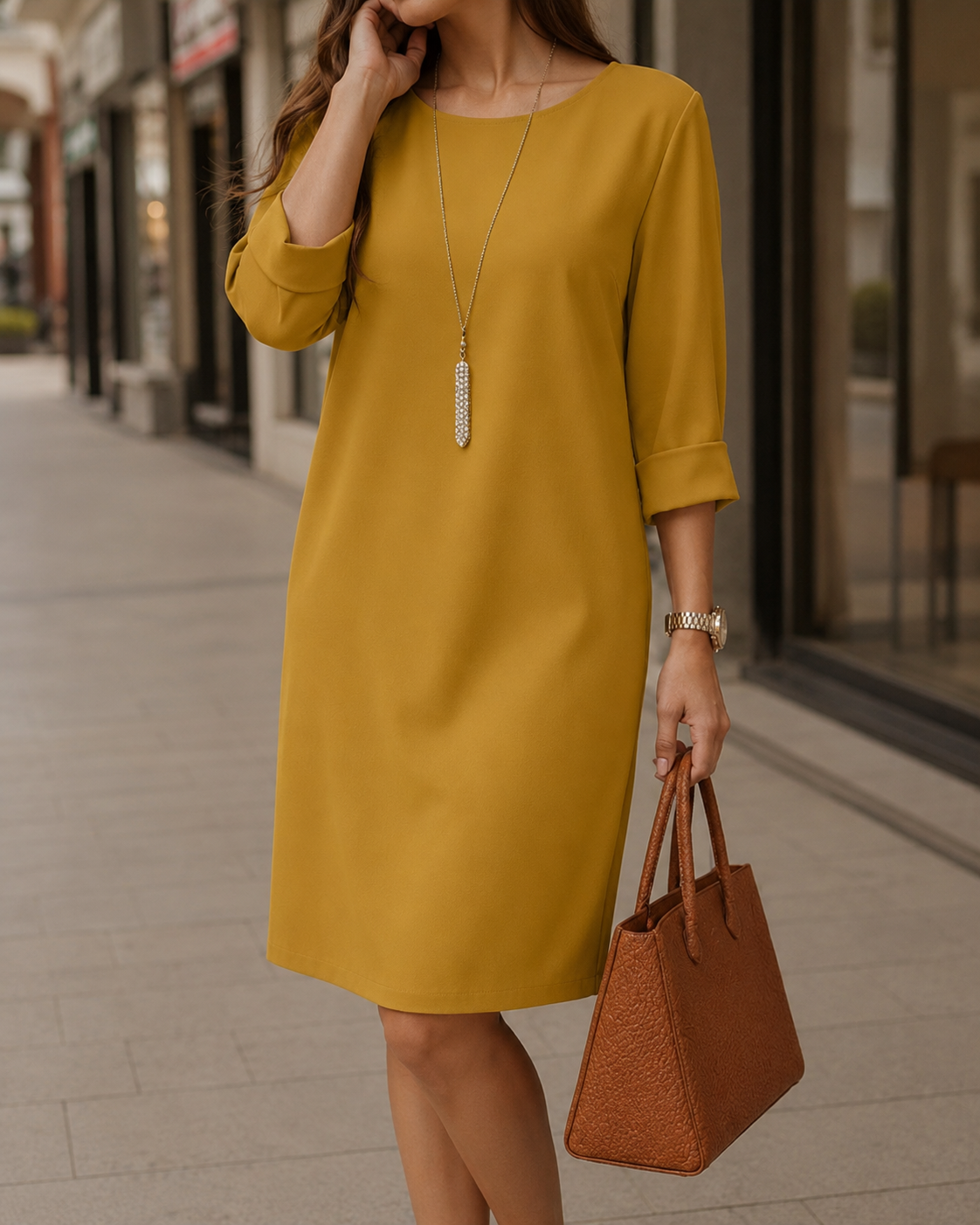Elena | Vestido midi que disimula el abdomen