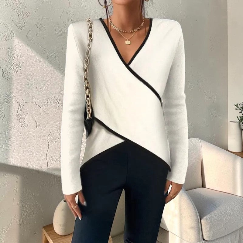 Jersey de mujer de manga larga con escote en V