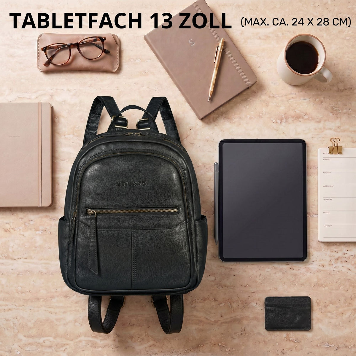 "Lisa" Mochila Mujer Piel Mediana Para Tablet 13 Pulgadas