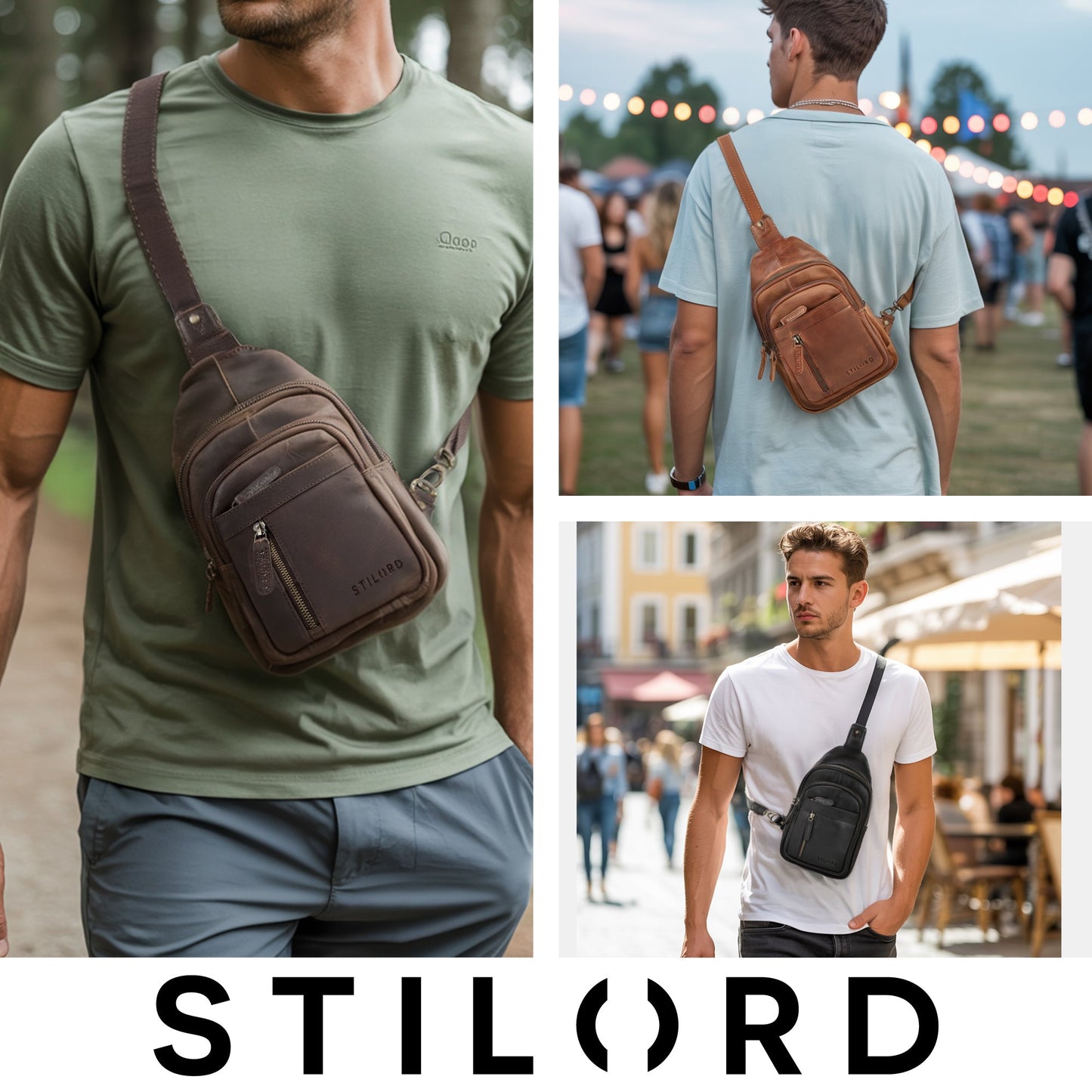 "Montego" 2 En 1 Grande Bolso Pecho Hombre de Piel Genuino