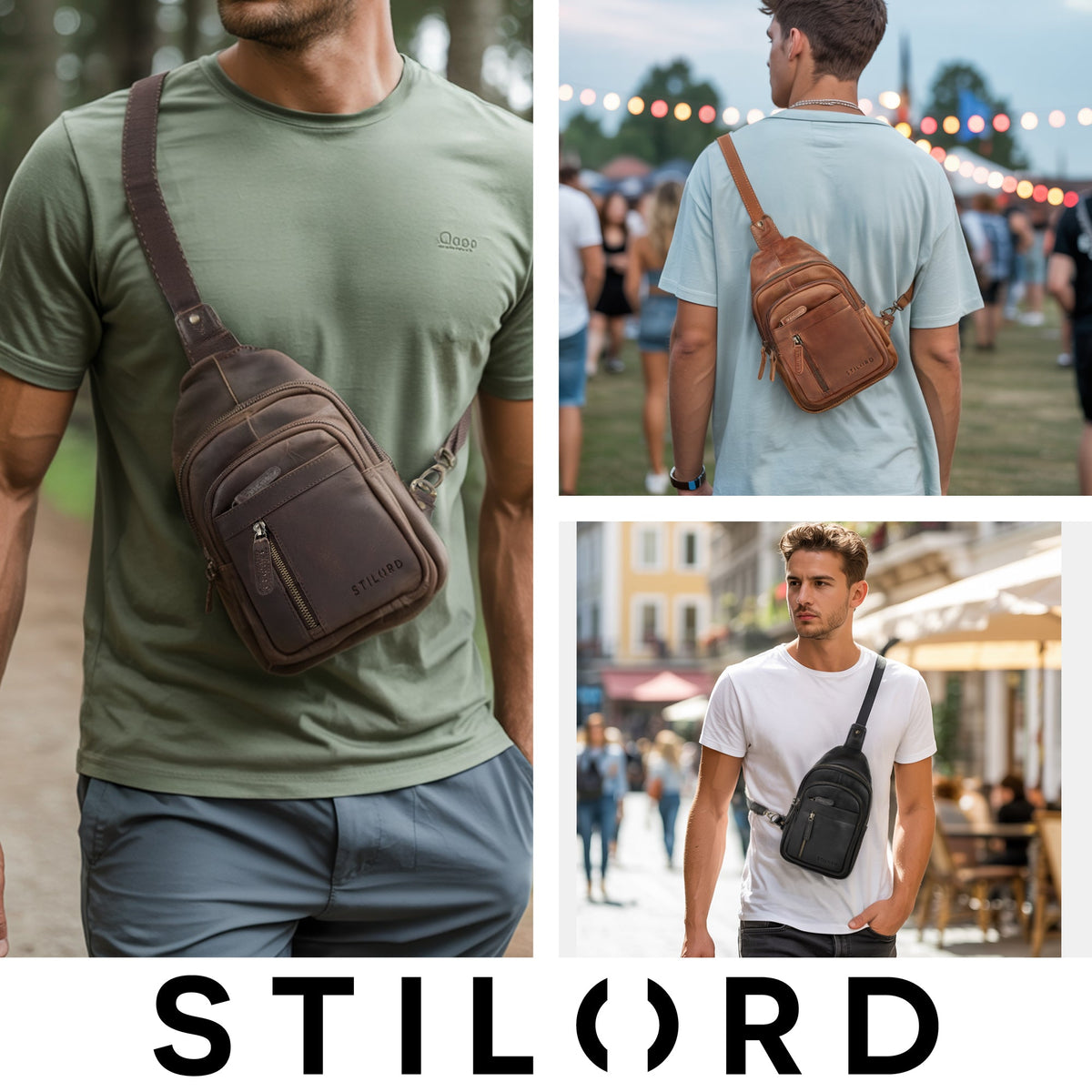 "Montego" 2 En 1 Grande Bolso Pecho Hombre de Piel Genuino