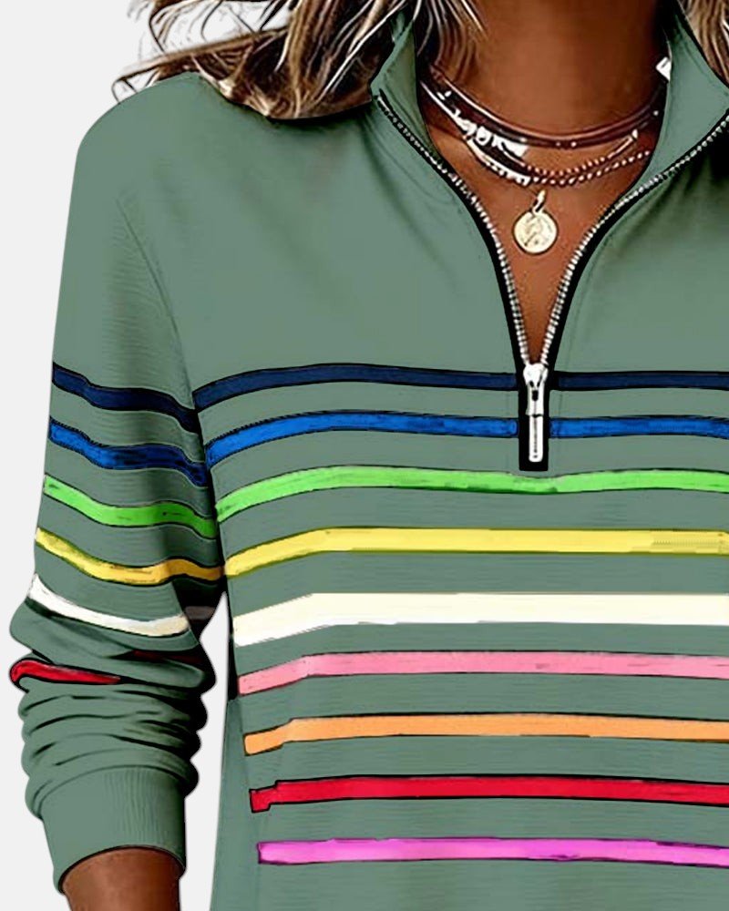 BELLUCCI MILANO | SUDADERA CON CUELLO CON CREMALLERA CORTA A RAYAS PARA MUJER